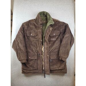 VTG Gigolo Cordoroy / Fleece Reversable Full Zip Jacket Brown 2XL Y2K streetwear